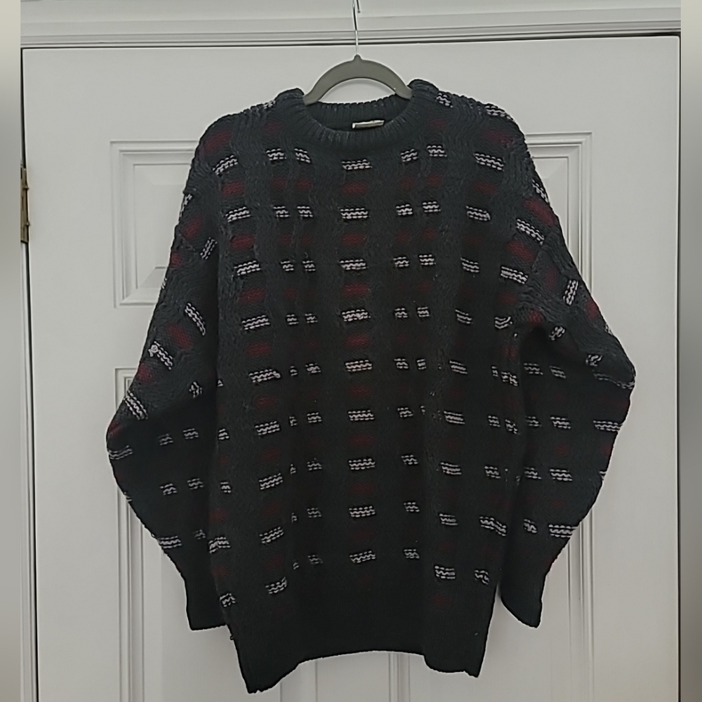Bonner of Ireland Gray Pure Wool Sweater Size Large Handloomed Vintage